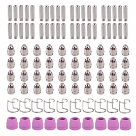 AG60HF-100, 100 Pcs Non-touch Pilot Arc Plasma Cutter Consumables, 40-Nozzles, 40-Electrodes, 10-Cups, 10-Wire Spacer Guide, Use for CUT-50HF/60HF, APC-50HF/60HF