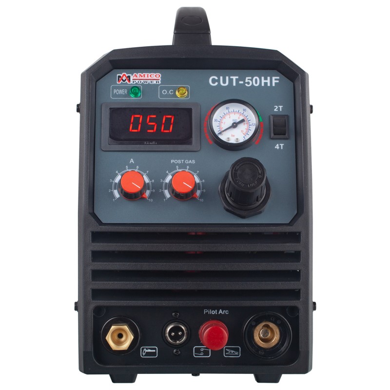 CUT-50HF, 50 Amp Non-touch Pilot Arc Plasma Cutter, 3/5 inch Clean Cut, 95~260V Wide Voltage, DC Inverter Pro. Cutting Machine 